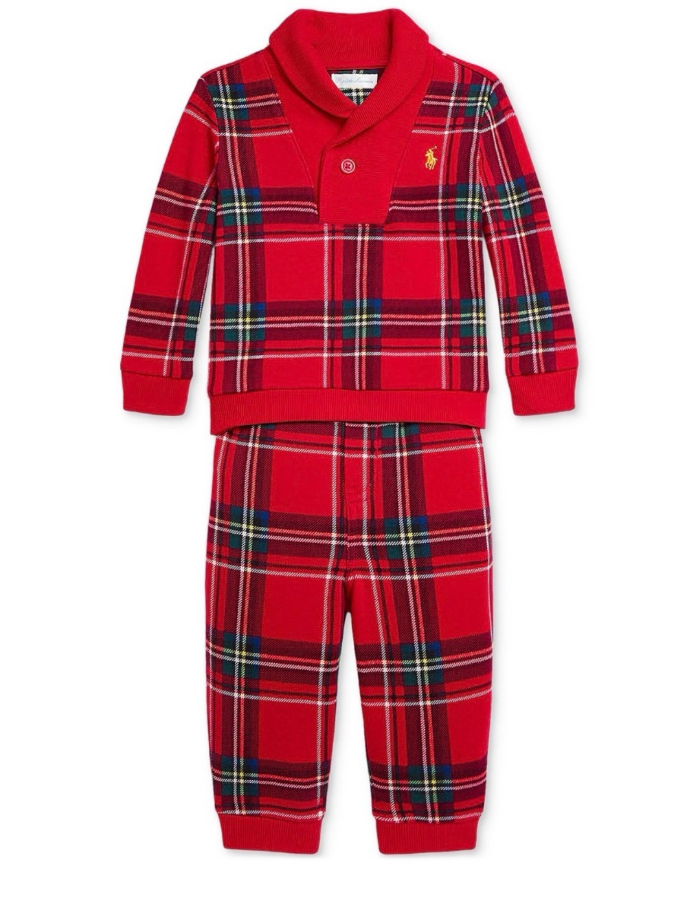 Boys Ralph Lauren Tartan Plaid Set Joggers Cowl Neck Top 24 Months Worn once!